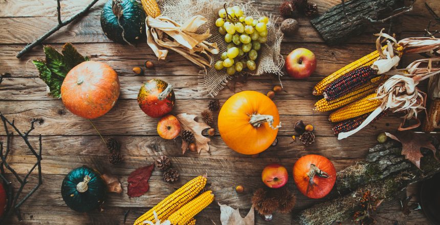 Thanksgiving day.  Autumn fruit over wood.Thanksgiving autumn background